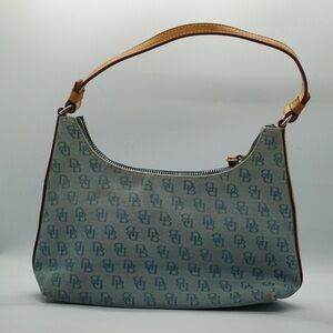 Dooney & Bourke Small Logo D&B Blue Handbag With Leather Details and Silver